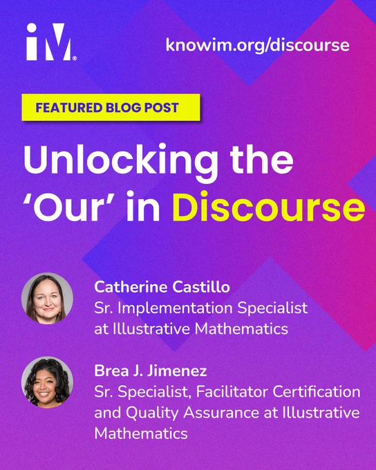 🗣️ What does it take to unlock meaningful student discourse in math class?

Our latest #IMxBlog post with @MsCastillosMath dives into how to create a classroom where students lead the conversation.

👉 Read it now: knowim.org/discourse 
#LearnWithIM