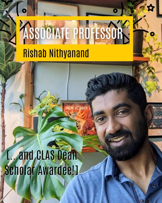 Rishab Nithyanand portrait with new title and CLAS award