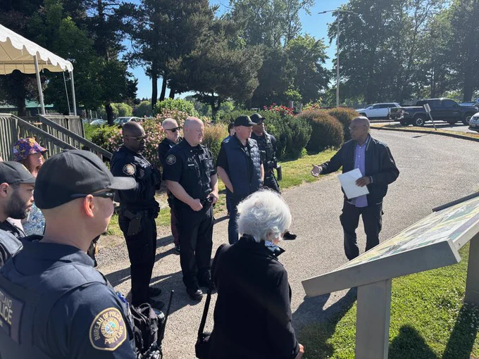 Chief with community remembering Vanport
