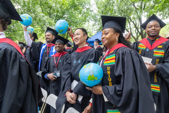 Graduates in the crowd.