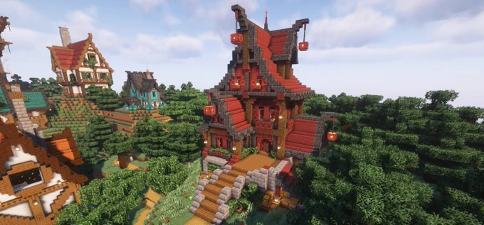 Minecraft medieval mangrove house