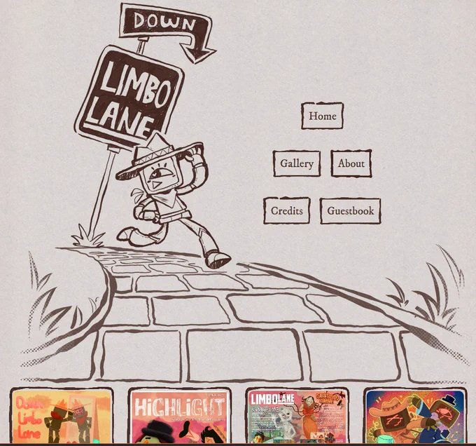 Screenshot of the DOWN LIMBO LANE Collaborative Gallery website, with a header image of L4CEY walking down the road.
