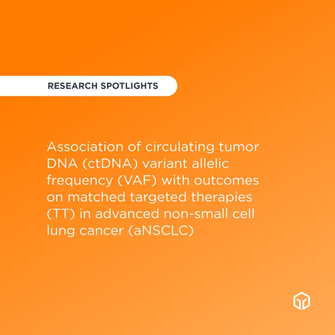 Featured research, title: Association of circulating tumor DNA (ctDNA) variant allelic frequency (VAF) with outcomes on matched targeted therapies (TT) in advanced non-small cell lung cancer (aNSCLC)