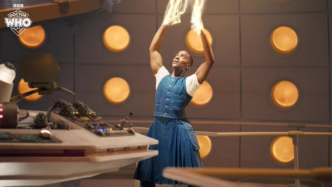 The Doctor (Ncuti Gatwa) begins to regenerate in 'The Reality War'.
