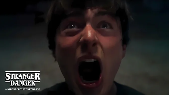 A screenshot of the character of Will Byers screaming RUN!!! From the new footage shown at Netflix's Tudum event. New episodes come out the day before Thanksgiving, Christmas Day, and New Year's Eve. LFG!!