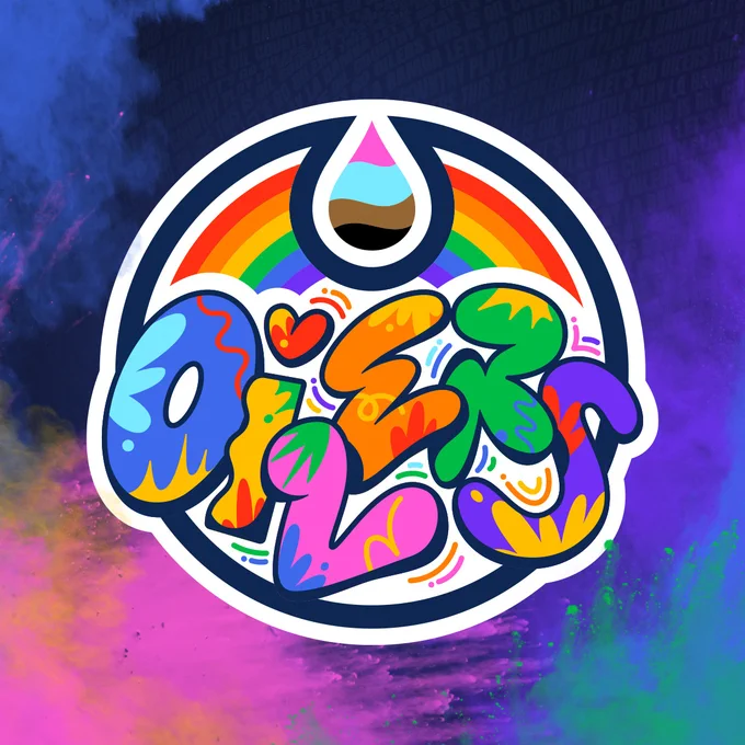 A graphic featuring the Oilers Pride logo 