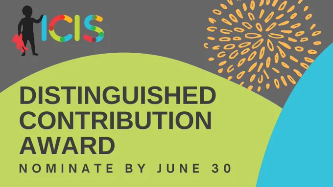 Text: ICIS Distinguished Contribution Award. Nominate by June 30 2025