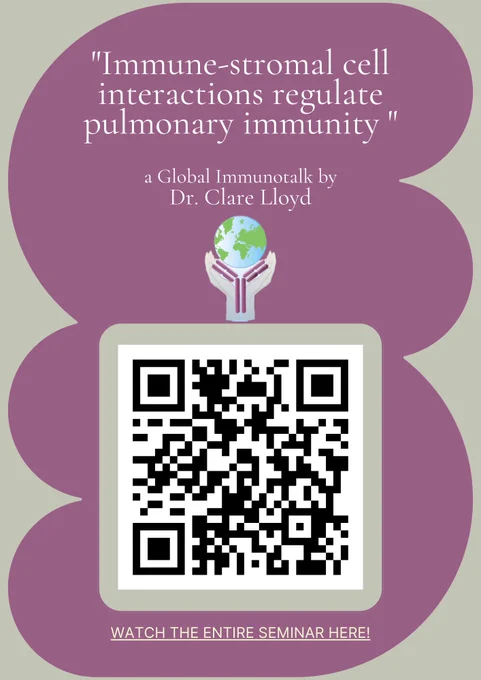Poster & QR code for Clare's GlobalImmunotalk presentation on Youtube.