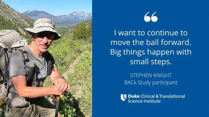 A photo of Stephen Knight with his quote, "I want to continue to move the ball forward. Big things happen with small steps."
