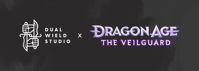 Dual Wield Studio and Dragon Age logos on slate background