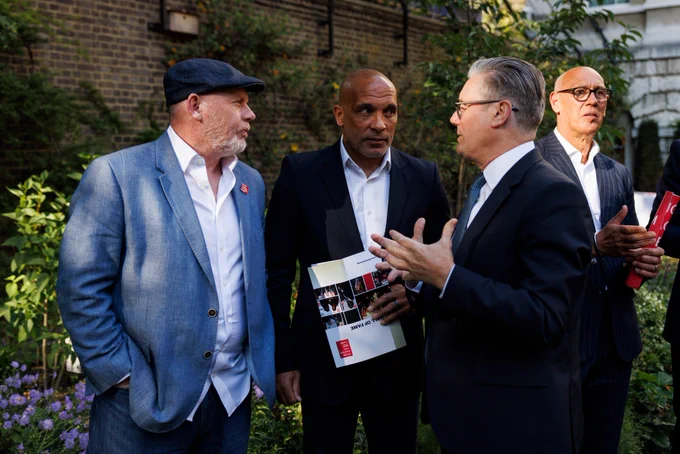 Prime Minister Keir Starmer hosts a reception for the charity Show Racism the Red Card in the garden of 10 Downing Street.
