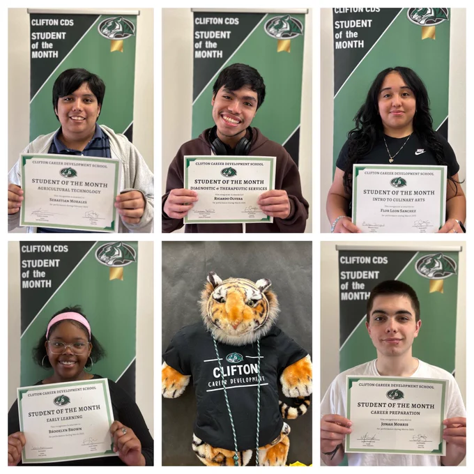 6-photo grid of students holding certificates