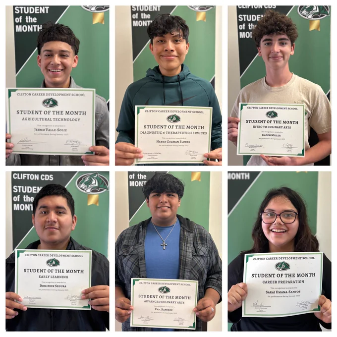 6-photo grid of students holding certificates