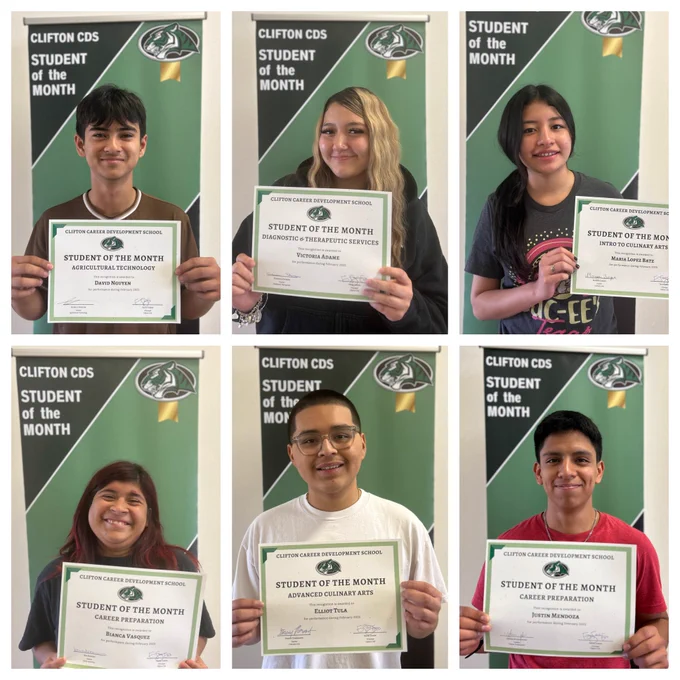 6-photo grid of students holding certificates