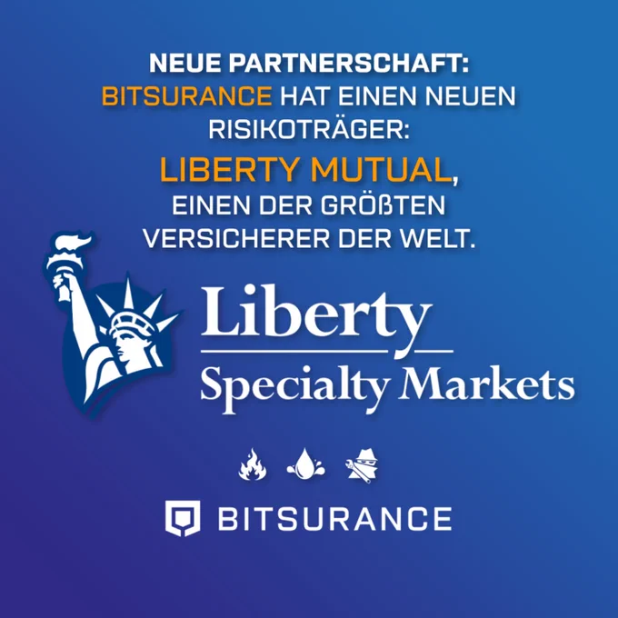 Weltweit führend bei Bitcoin-Versicherungen: Bitsurance kooperiert ab sofort mit Liberty Mutual Specialty Markets.