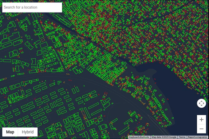 Screen capture from Google Open Buildings