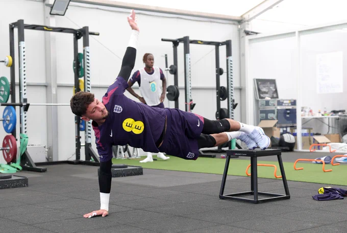 James Trafford exercises in the gym at training camp in Spain