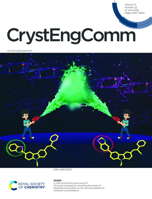 CrystEngComm  front cover for vol 27, issue 22.
