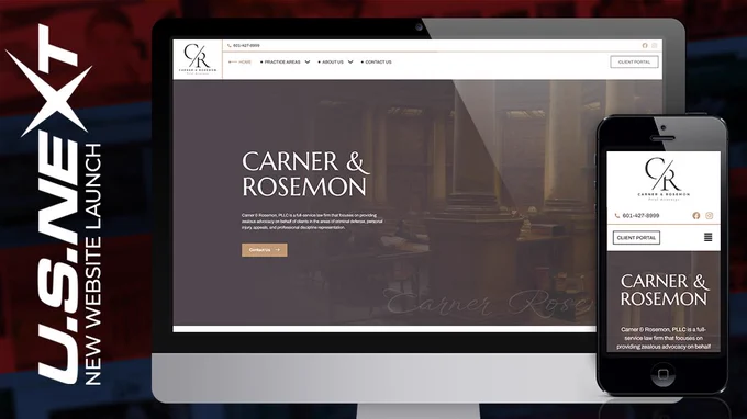 Homepage screenshot of law firm website