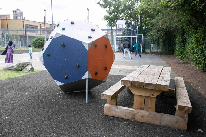 Large, outdoor play structure at Gosling Gardens