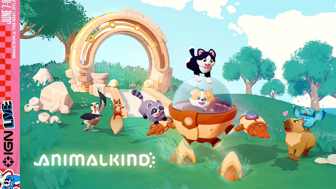 Players and companions celebrating Animalkind's appearance at IGN Live