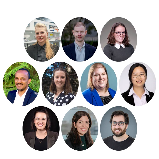 The 100th Cohort of Discovery Award Winners. 

Left to right, first row: 
Jessica Willi (University of Toronto), 
Eric Leif Lovblom (University of Toronto), 
Julien Flynn (Université Laval)

Left to right, second row:
Teklab Gebregiworgis (Western University), 
Jennifer Williams (University of Toronto), 
Patricia Comeau (Concordia University), 
Sirui Zhou (McGill University)

Left to right, third row:
Jessalyn Holodinsky (University of Calgary), 
Zahra Shakeri (University of Toronto), 
Louis-Phillipe Picard (Université Sherbrooke)