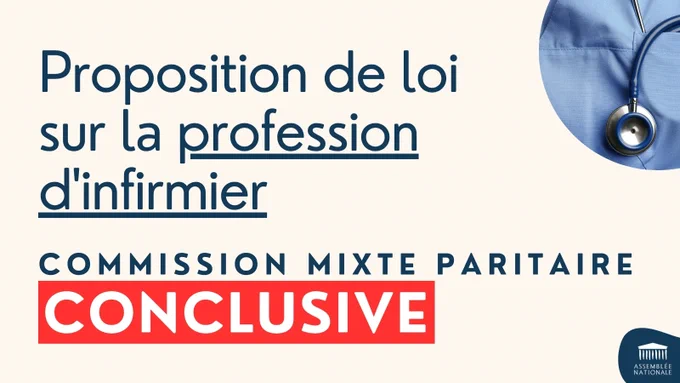 Proposition de loi sur la profession d'infirmir
Commission mixte paritaire
Conclusive