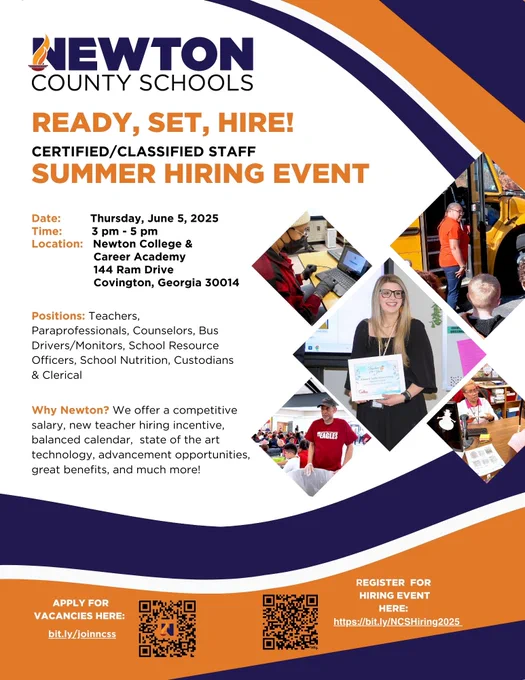 NCS Summer Hiring Event, Thursday, June 5, 2025. 