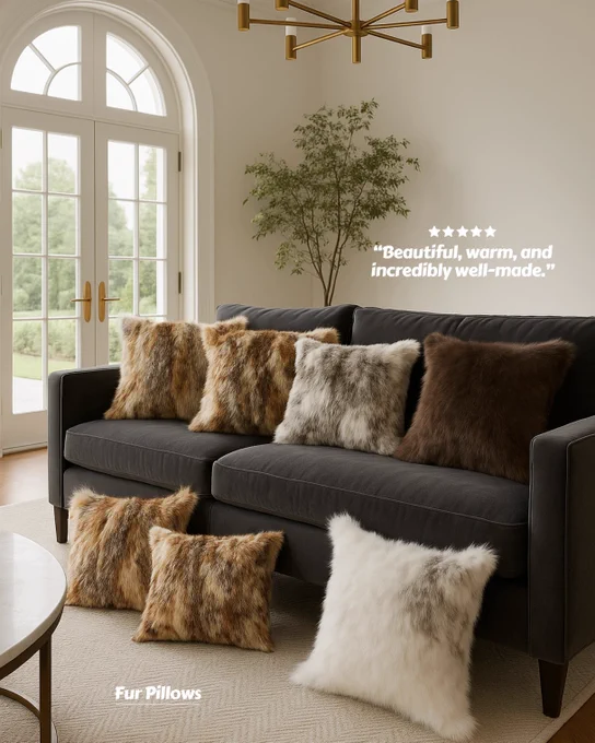 fur pillows are up to 20% off at Fur Source