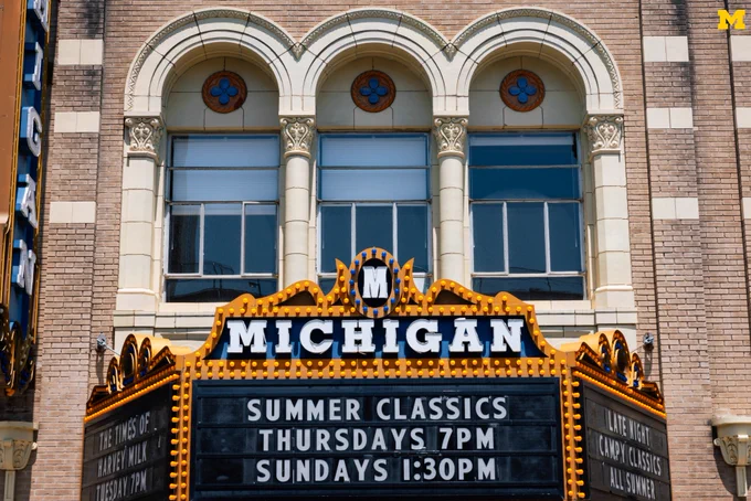 The marquee at the Michigan Theater in Ann Arbor.
