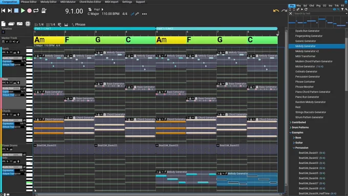 RapidComposer user interface