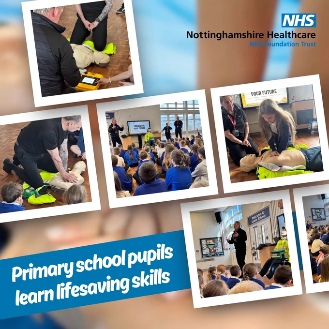 Primary school students learn lifesaving skills.