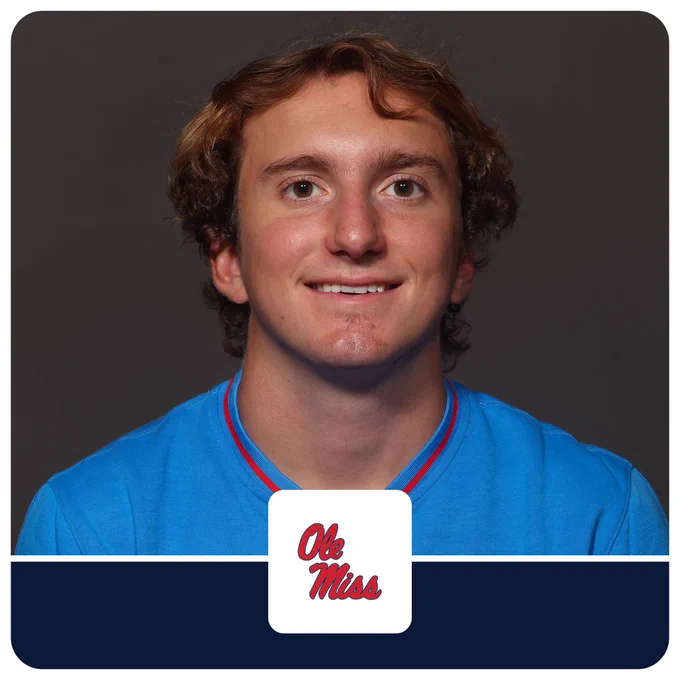 Picture of Cole Piotrowski with the Ole Miss logo featured.