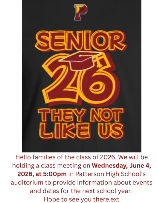 rising senior family meeting Wed. 4th of June at 5PM 