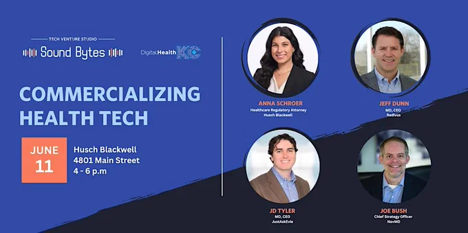Tech Venture Studio & Digital Health KC panel on "Commercializing Health Tech" on June 11