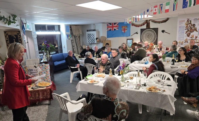 Taieri MP Ingrid Leary speaking at the Whānau Community Centre and Hub. Image: Nik Naidu/APMN