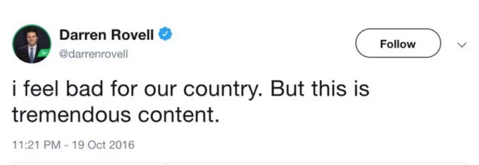 Tweet reading I feel bad for this country but this is amazing content