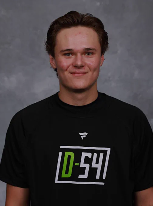Oil Kings defenceman Blake Fiddler posing for a headshot at the 2025 NHL Scouting Combine.