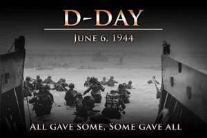 Historic photo depicting the landing at Normandy