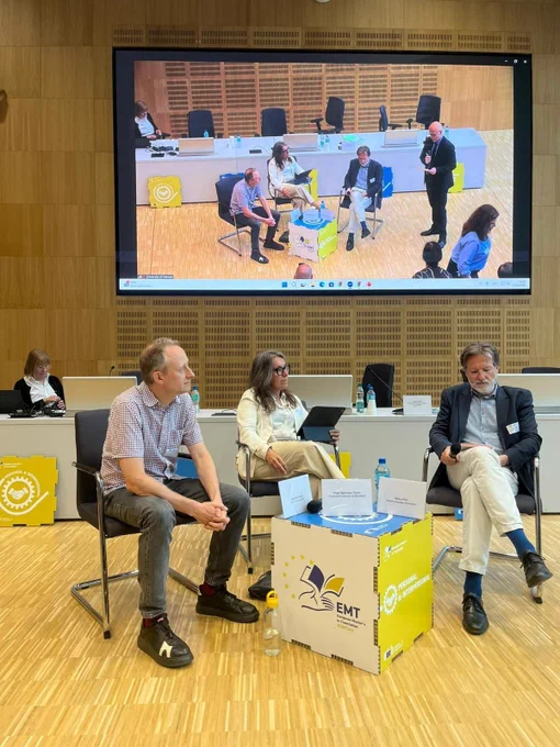 Joss Moorkens, Pilar Sanchez Gijon and Mirko Plitt in the University of Warsaw