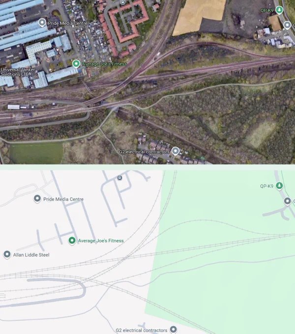 Google Maps screenshots of Pelaw junction
