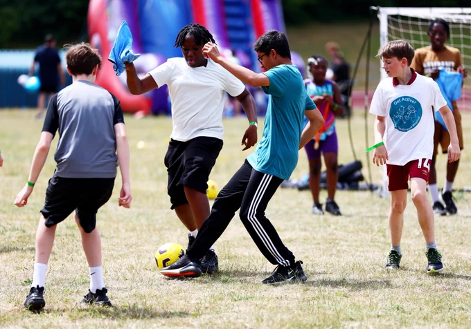 Children enjoy a friendly football match at the Foundation-supported Great Ormond Street Hospital Sports Day.