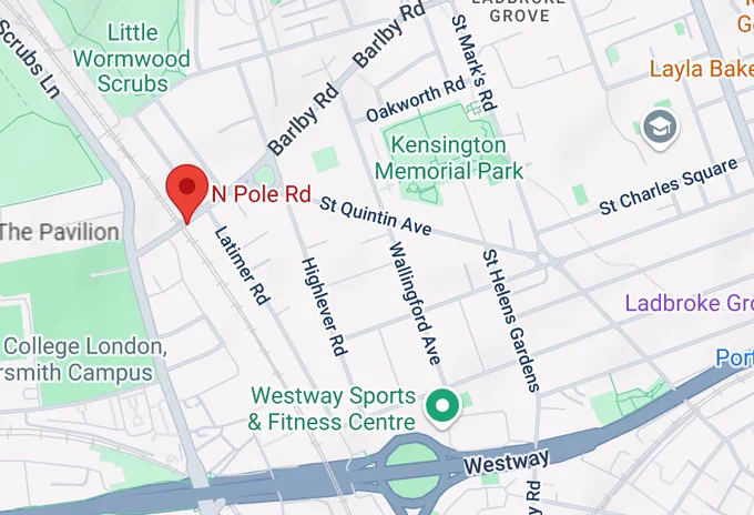 Map showing location of the incident in North Kensington