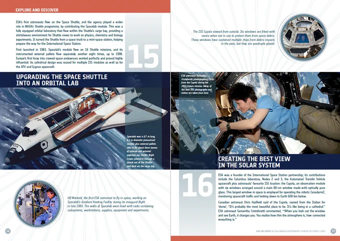 A double page spread from the ESA Delivers brochure