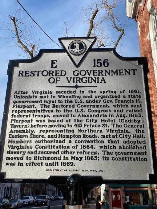Restored Government of Virginia Highway Marker. 
