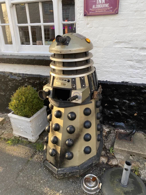 A home-made Dalek in the village of Aldbourne. 