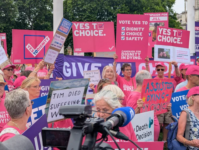 Campaigners outside Parliament 