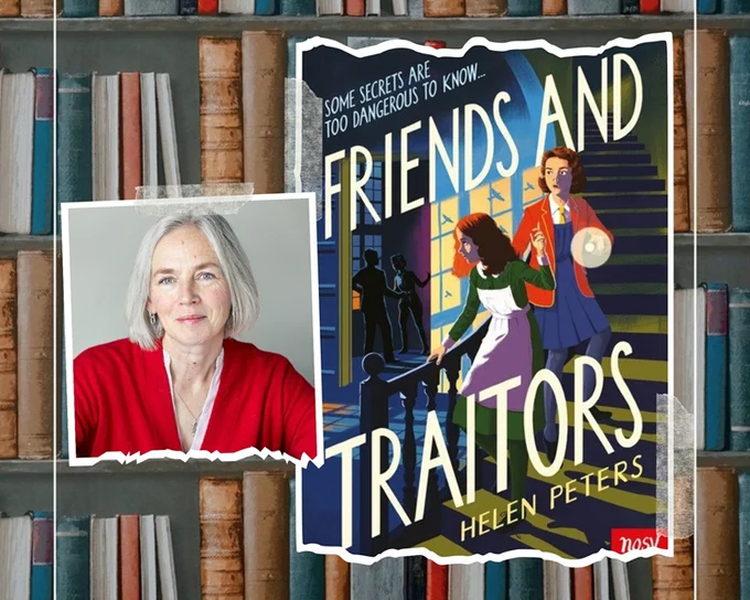 Image of author Helen Peters and her children's book cover - Friends and Traitors