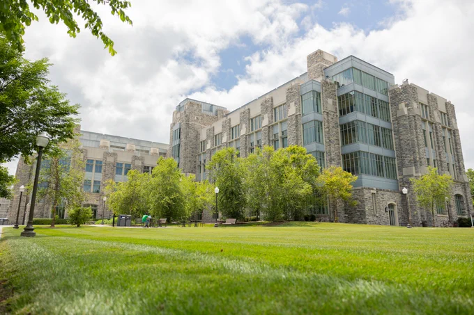 Virginia Tech Goodwin Hall stands tall in the summer light.