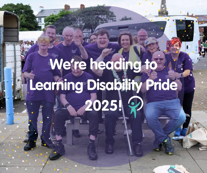 Graphic image that reads "We're heading to Learning Disability Pride 2025"